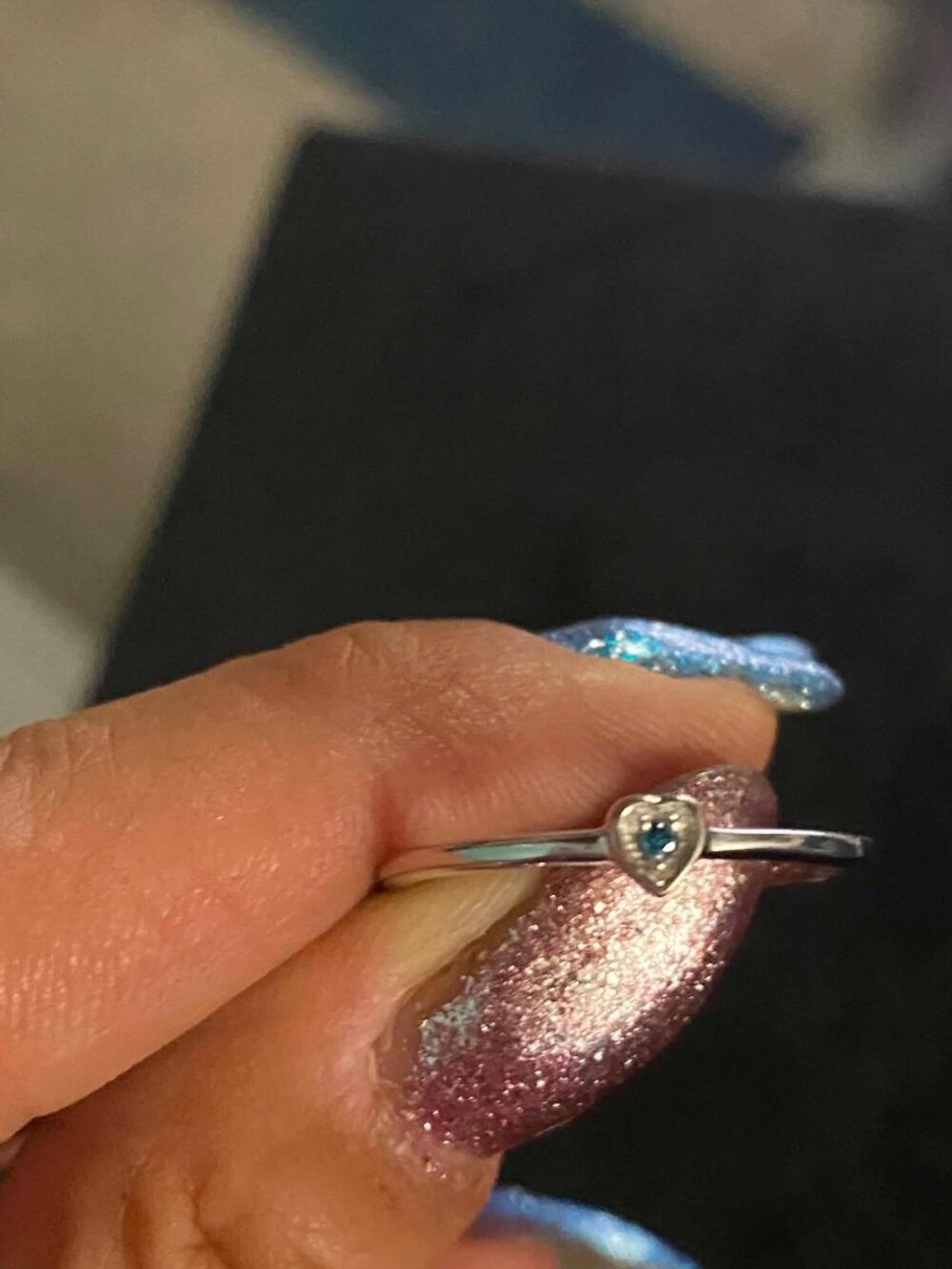 Lab Blue Diamond ring - Picture 3 of 4
